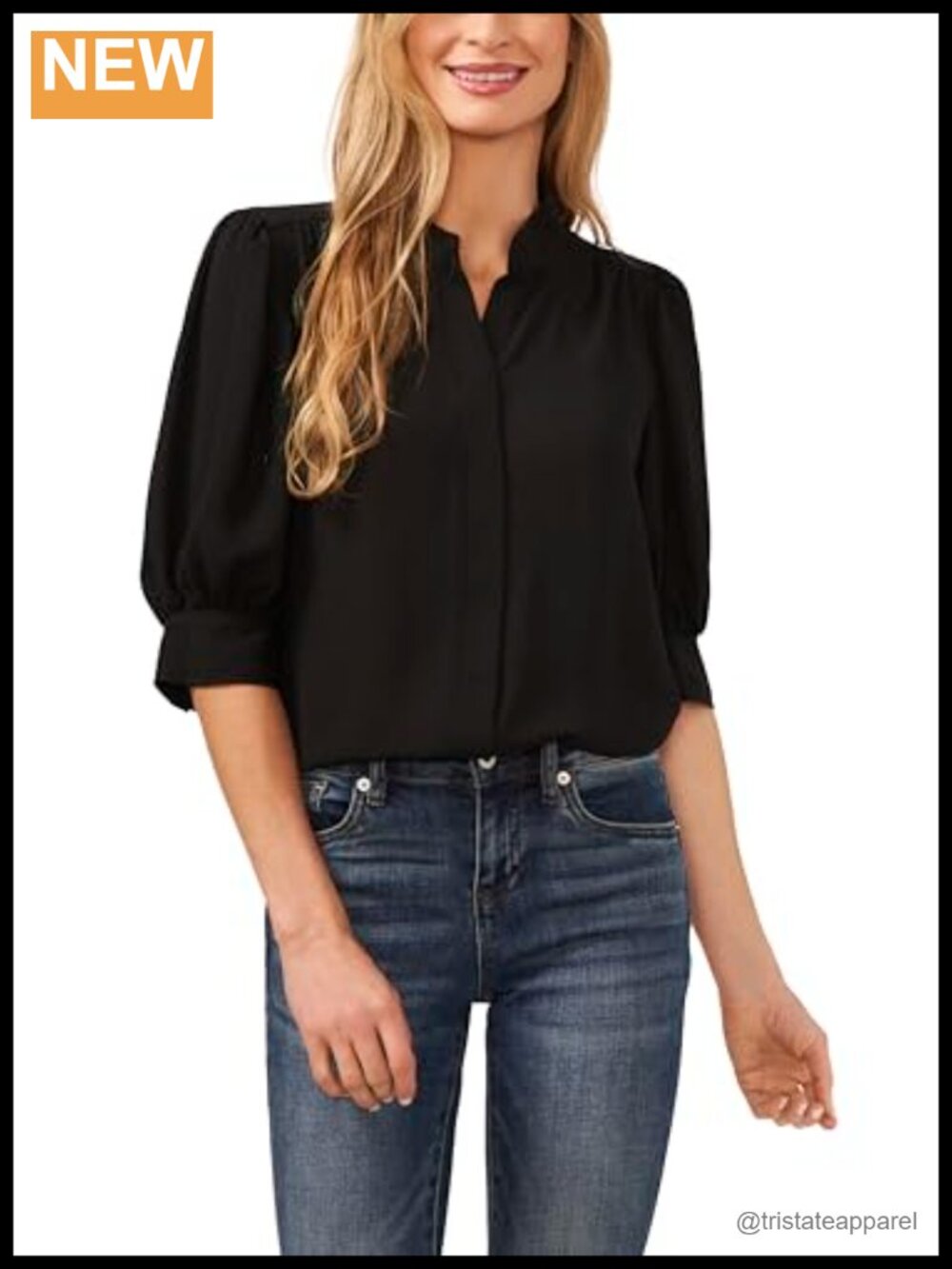 CeCe Tops Hidden Placket Women's Short Sleeve V-Neck Blouse